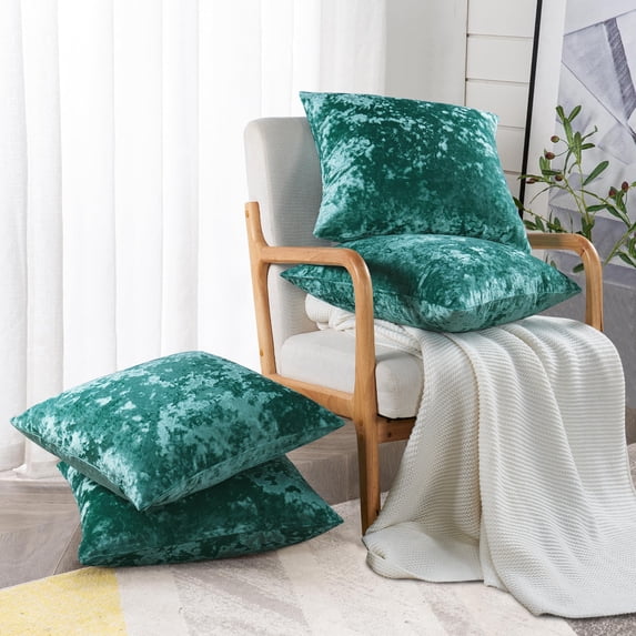 Home Soft Things Crushed Velvet 4 Piece Throw Pillow Cover Set - Sapphire - 20" x 20"
