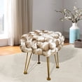 thumbnail image 1 of Home Soft Things Crushed Velvet Pouf Stool Ottoman - Bleached Sand - 16x16x16'', 1 of 8