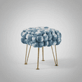 thumbnail image 1 of Home Soft Things Crushed Velvet Pouf Stool Ottoman - Blue Mirage - 16x16x16'', 1 of 12