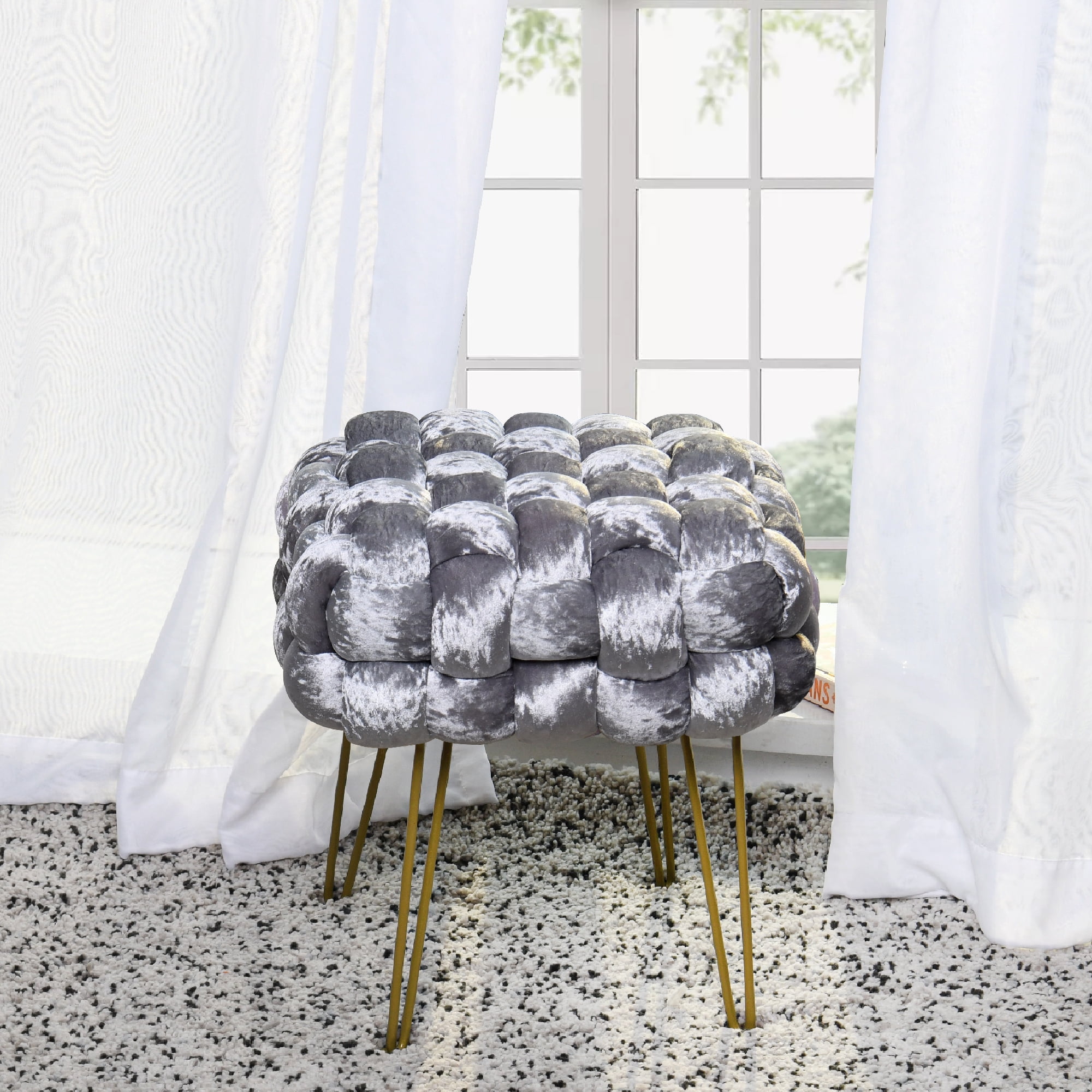 Velvet grey stool discount