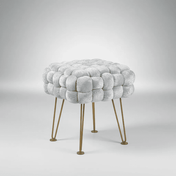 Home Soft Things Crushed Velvet Pouf Stool Ottoman - Light Blue - 16x16x16''