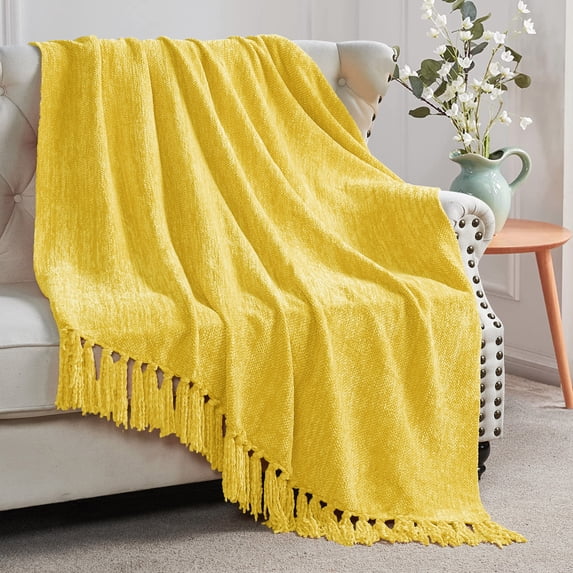 Home Soft Things Crystal Chenille Throw - Primrose Yellow - 50" x 60"
