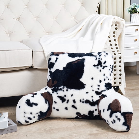 Home Soft Things DO-IT-YOURSELF Cows Flowers Faux Fur Bedrest Pillow, Medium Size 20" x 18" x 17"