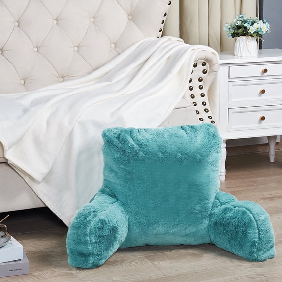 Home Soft Things Faux Fur Bedrest Pillow - Aqua - 20" x 18" x 17"