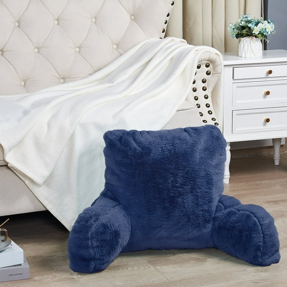 Home Soft Things Faux Fur Bedrest Pillow - Dark Blue - 20" x 18" x 17"
