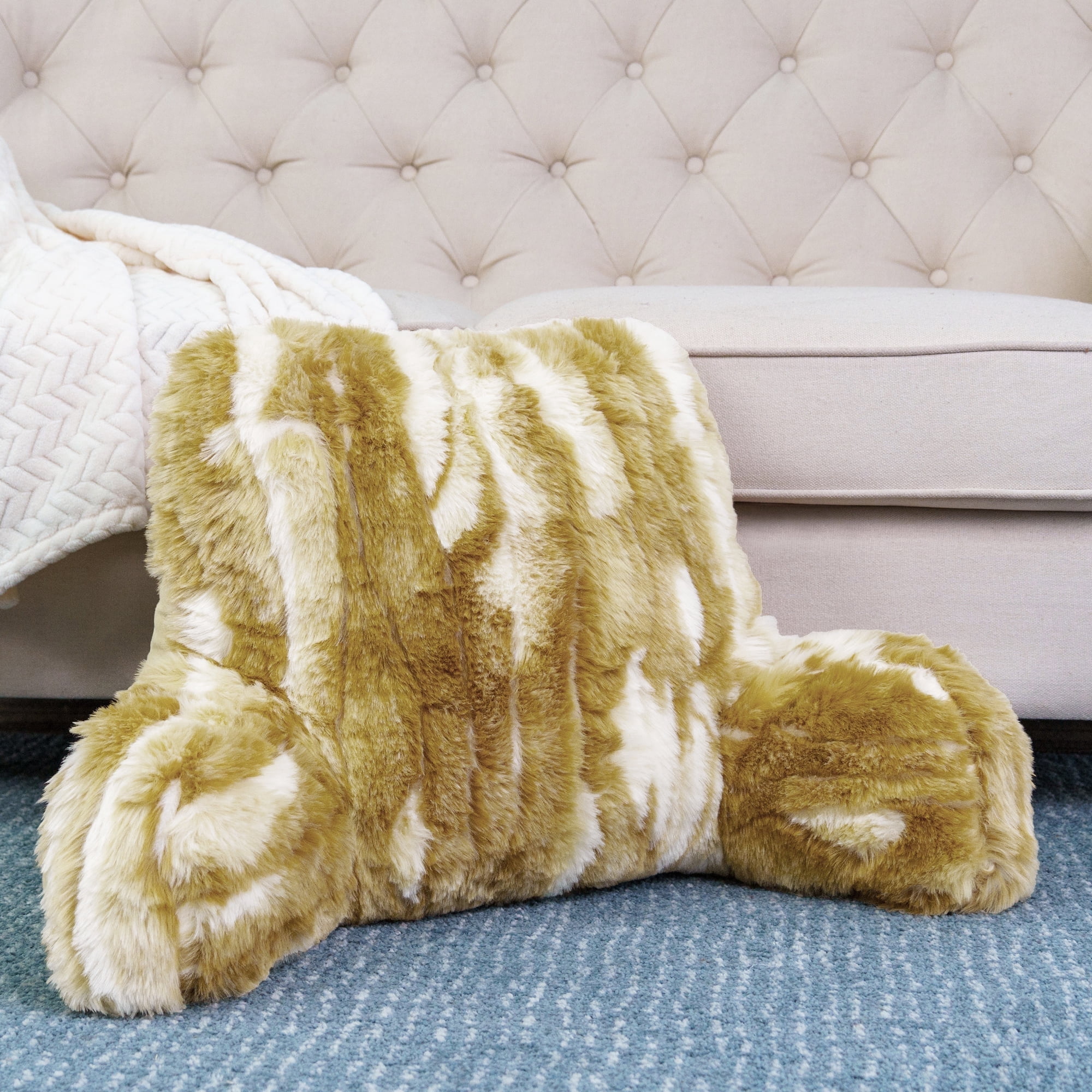 Home Soft Things Jaquard Faux Fur Bedrest Pillow - Amber Gold - 20" x 18" x 17"