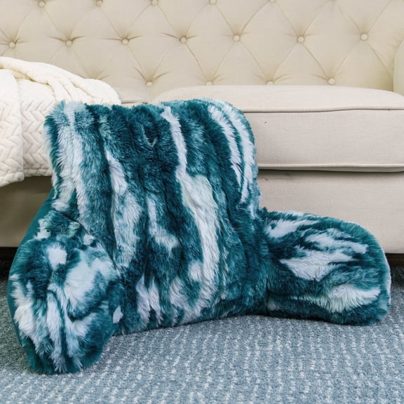 Home Soft Things Jaquard Faux Fur Bedrest Pillow - Deep Teal - 20" x 18" x 17"