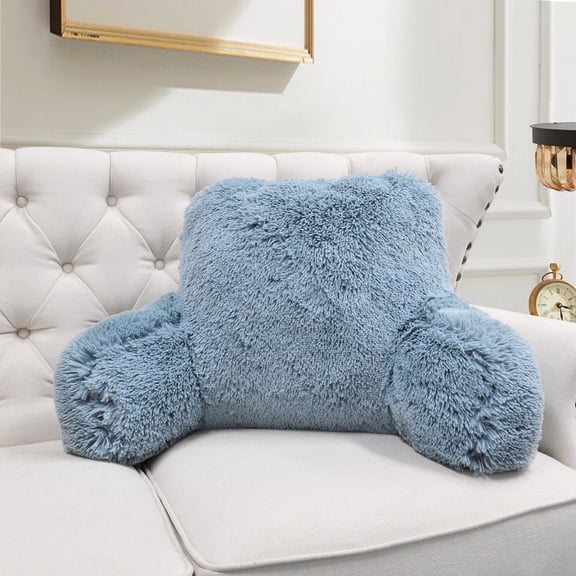 Home Soft Things DO-IT-YOURSELF Shaggy Faux Fur Bedrest Pillow, Silver Blue, 20" x 18" x 17"