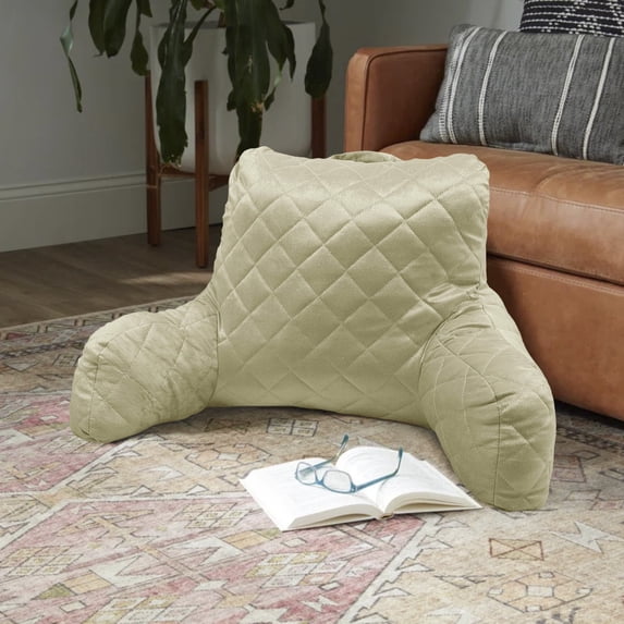 Home Soft Things DO-IT-YOURSELF Velvet Quilted Bedrest Pillow - Golden Lime-3 - 20" x 18" x 17"