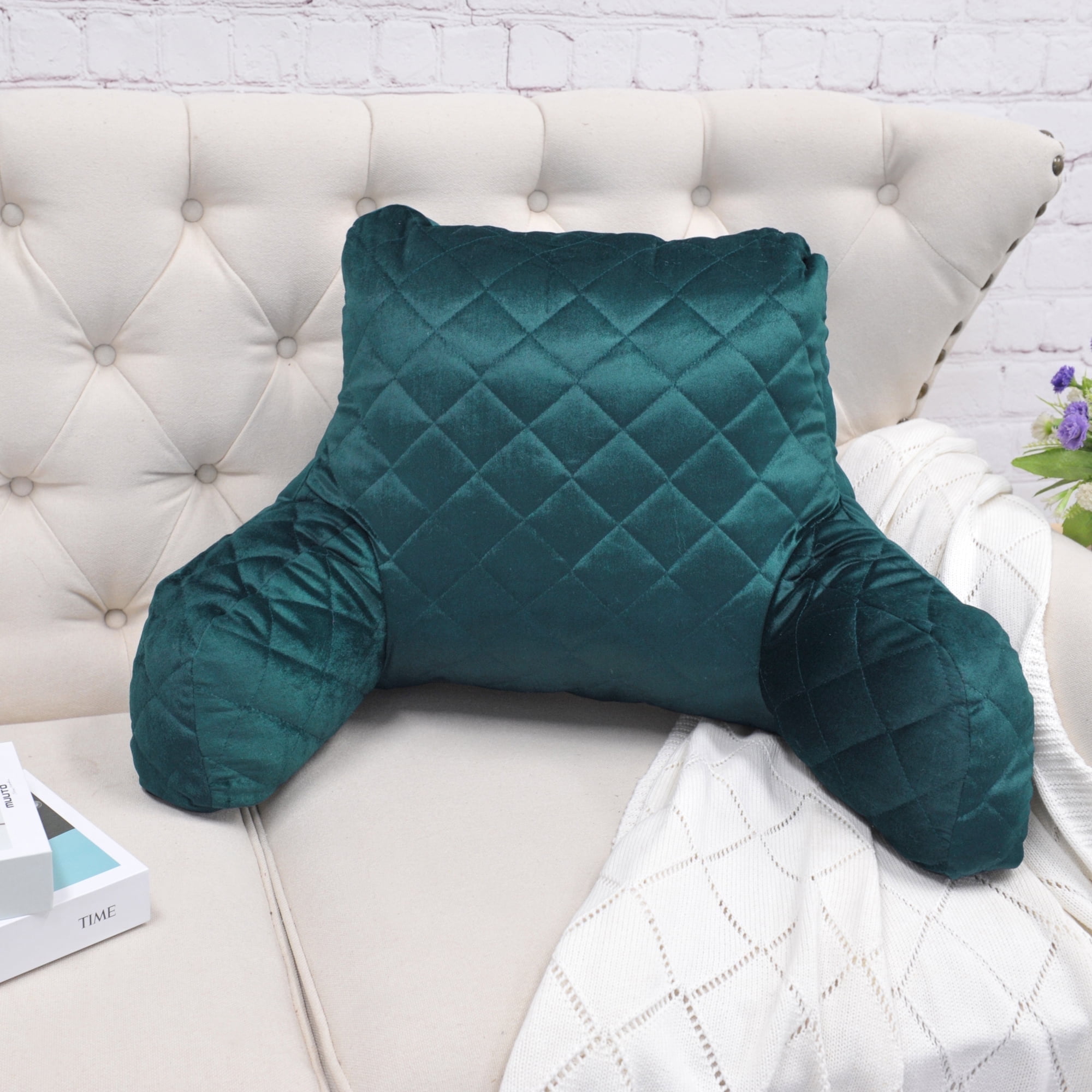 Home Soft Things DOITYOURSELF Velvet Quilted Bedrest Pillow Backrest