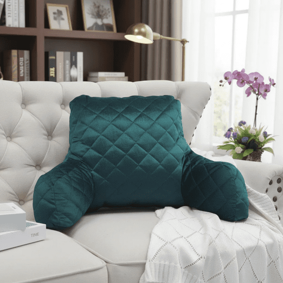 Home Soft Things DO-IT-YOURSELF Velvet Quilted Bedrest Pillow - Sea Pine-2 - 20" x 18" x 17"