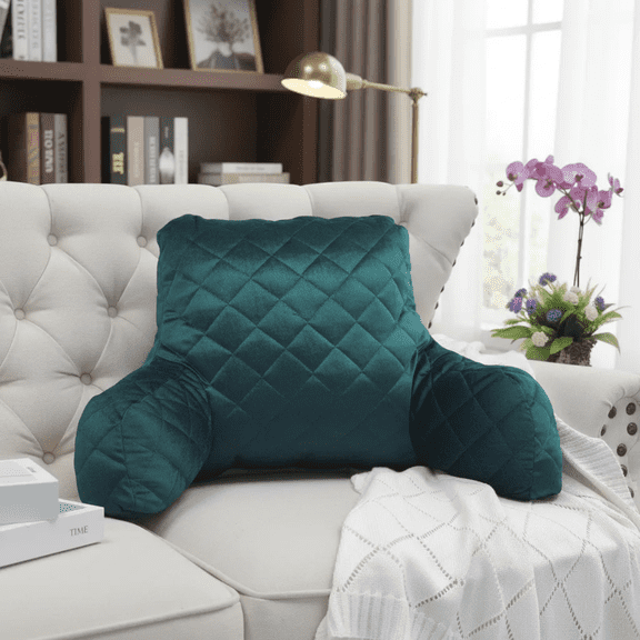 Home Soft Things DO-IT-YOURSELF Velvet Quilted Bedrest Pillow - Sea Pine-2 - 20" x 18" x 17"