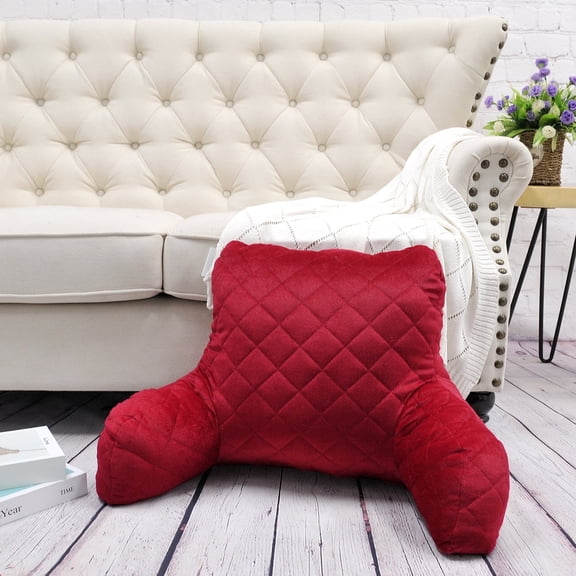 Home Soft Things DO-IT-YOURSELF Velvet Quilted Bedrest Pillow - Tango Red - 20" x 18" x 17"