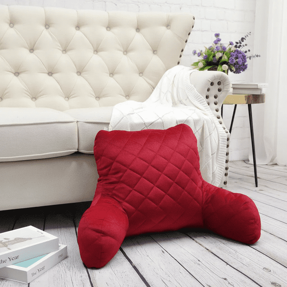 Home Soft Things DO-IT-YOURSELF Velvet Quilted Bedrest Pillow - Tango Red - 20" x 18" x 17"