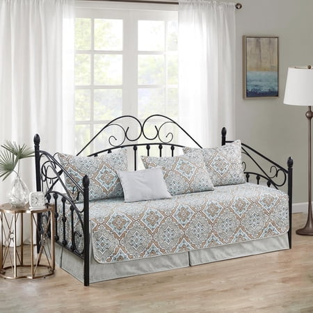 Home Soft Things 6-Piece Reversible Quilted Daybed Set w/ Bedskirt, Shams & Pillow - Diego, 75"x39"