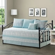 Home Soft Things 6-Piece Reversible Quilted Daybed Set w/ Bedskirt, Shams & Pillow - Emma Teal, 75"x39"