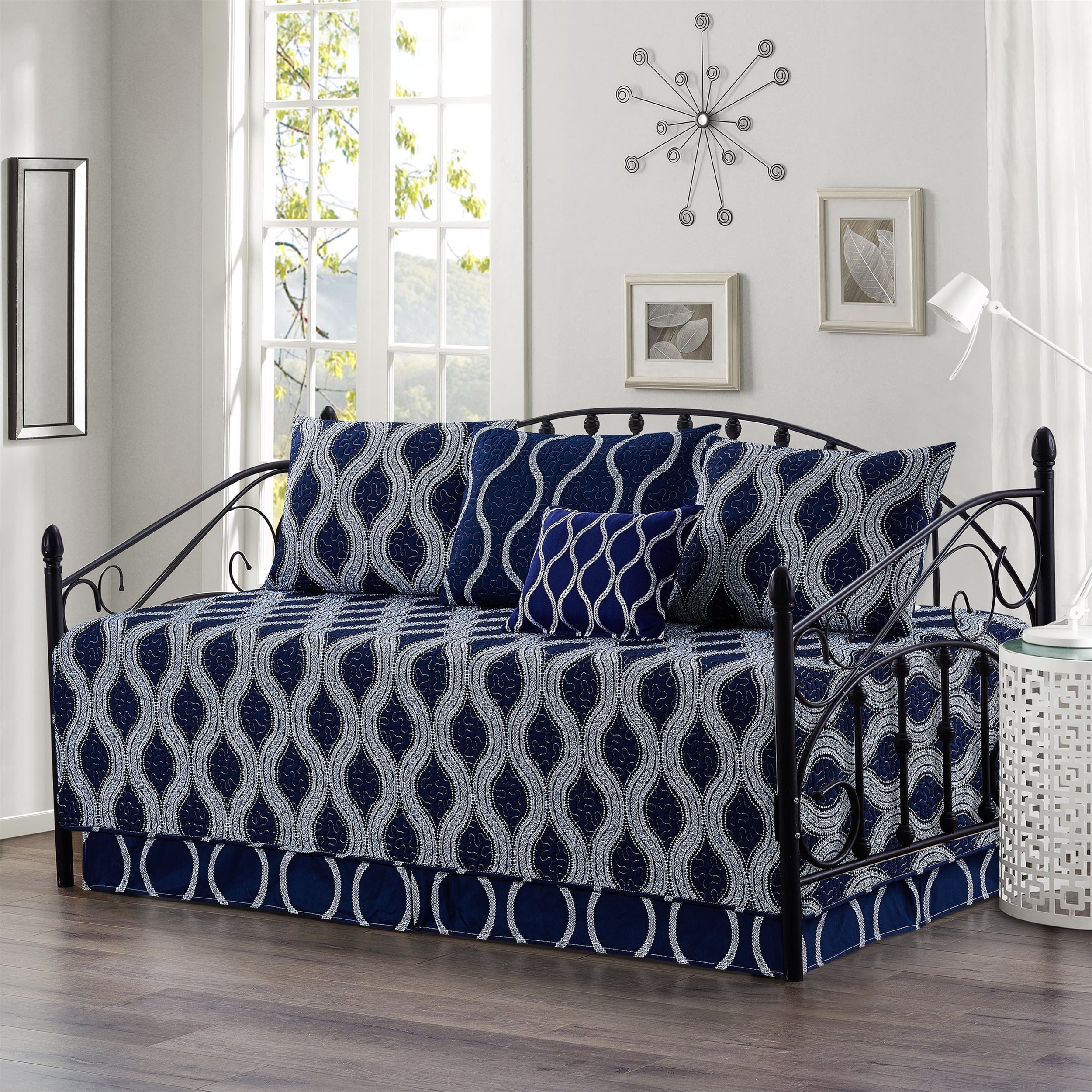 Charleston Blue and Gray Reversible Quilted Daybed Set