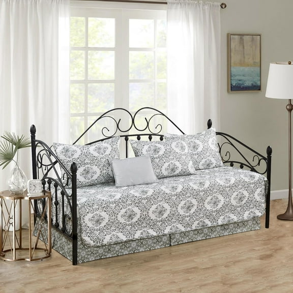 Home Soft Things 6-Piece Reversible Quilted Daybed Set w/ Bedskirt, Shams & Pillow - Legacy, 75"x39"