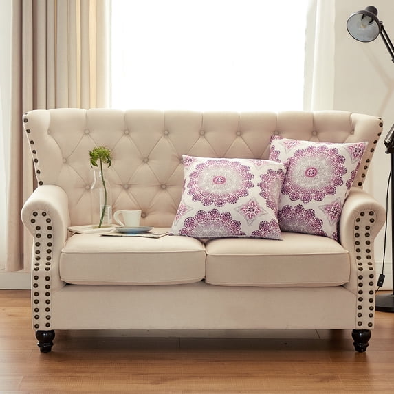 Home Soft Things Delia Printed 2 Piece Throw Pillow Cover Set - 20" x 20" - Magennta Purple