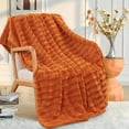 thumbnail image 1 of Home Soft Things Derby Double Sided Faux Fur Throw Blanket Solid Color Fuzzy Super Soft Cozy Plush Throw - Burnt Orange - 50" x 60", 1 of 9