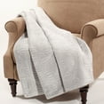 thumbnail image 1 of Home Soft Things Embroidered Flannel Fleece Throw - Silver Grey - 50" x 60", 1 of 3