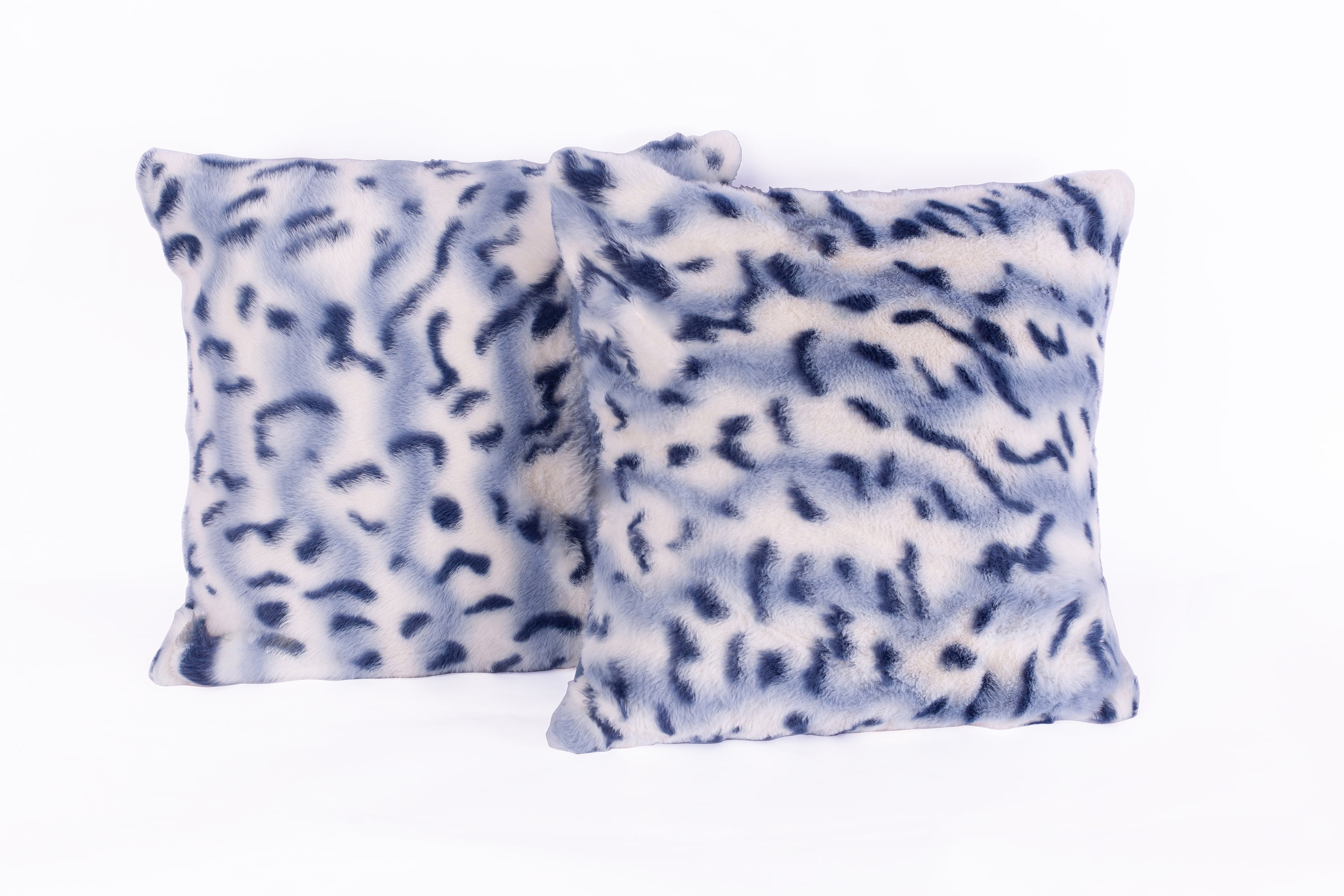 Kyabe Blue Animal Print Faux Fur 20" Pillow Covers, Set of 2