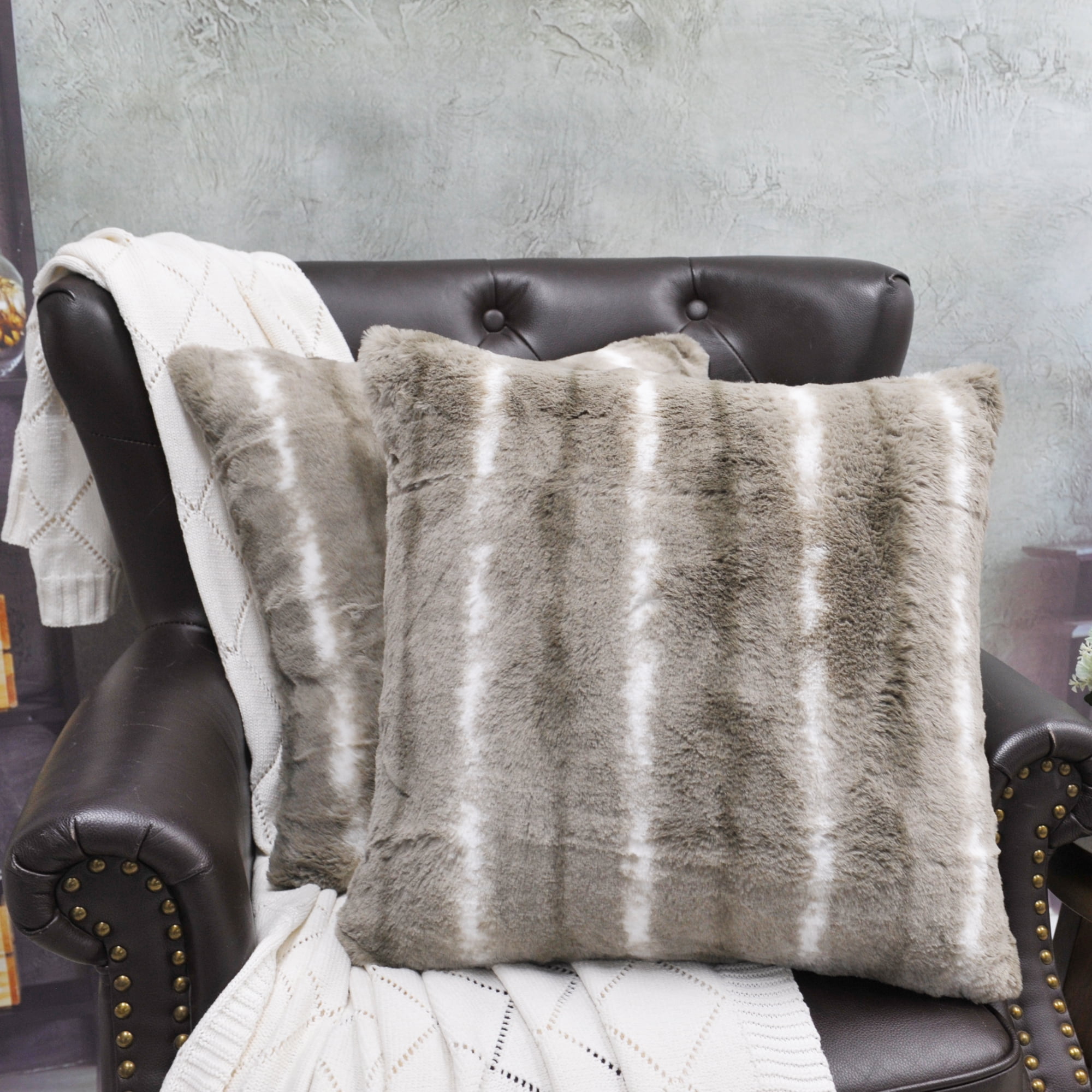 Gray and taupe throw pillows top