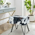 thumbnail image 1 of Home Soft Things Faux Fur Ottoman - Cows Flowers - Black Leg - 19x13x17'', 1 of 6