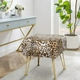 thumbnail image 1 of Home Soft Things Faux Fur Ottoman- Leopard - Gold Leg - 17x17x17", 1 of 7