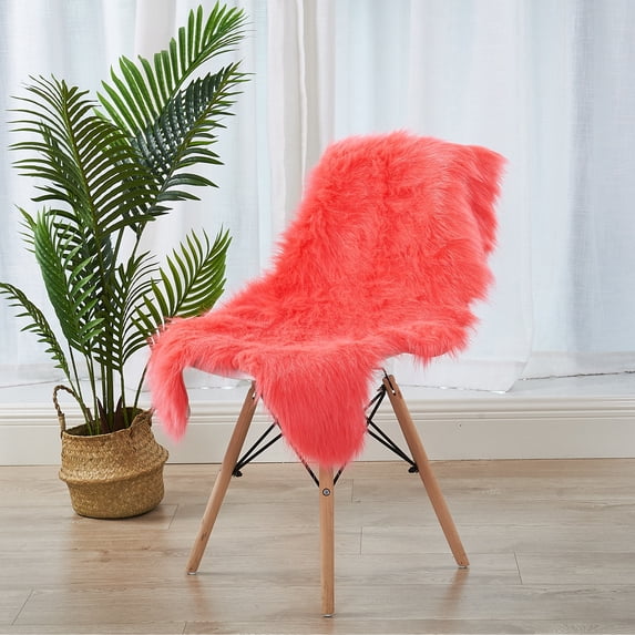 Home Soft Things Faux Fur Rug - Hot Coral - 24" x 36"