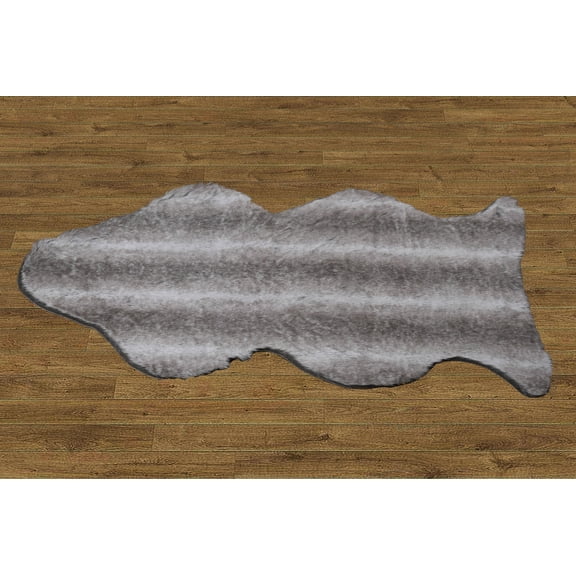 Home Soft Things Faux Fur Rug with Slip Stopping Pad - Black Wolf - 30" x 47"