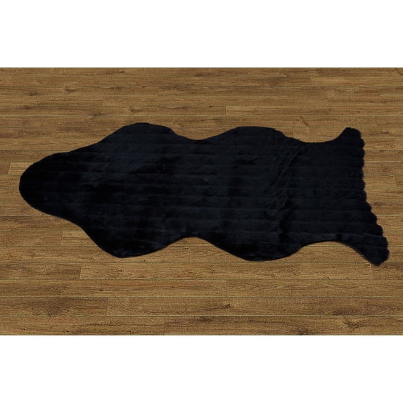 Home Soft Things Faux Fur Rug with Slip Stopping Pad - Mink - Black - 30" x 47"