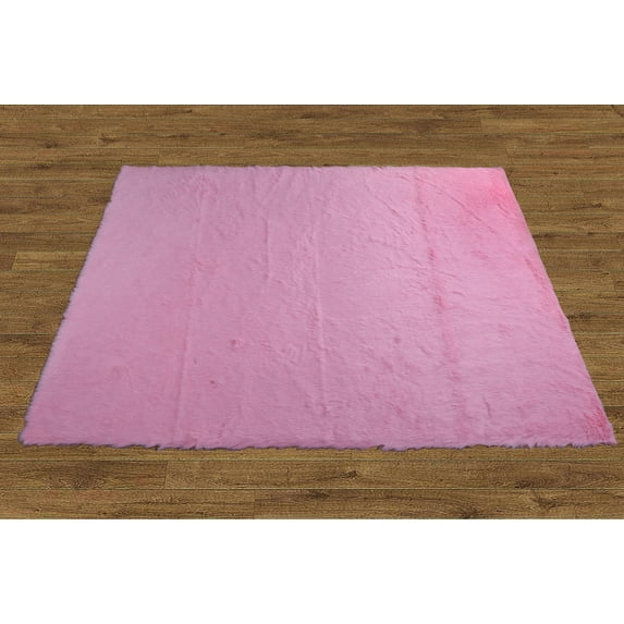 Home Soft Things Faux Fur Rug with Slip Stopping Pad - Pink Glitter - 84" x 60"