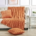 thumbnail image 1 of Home Soft Things Faux Fur Shar Pei Throw & Pillow Cover Combo - Burnt Orange - 50" x 60"/20" x 20", 1 of 11