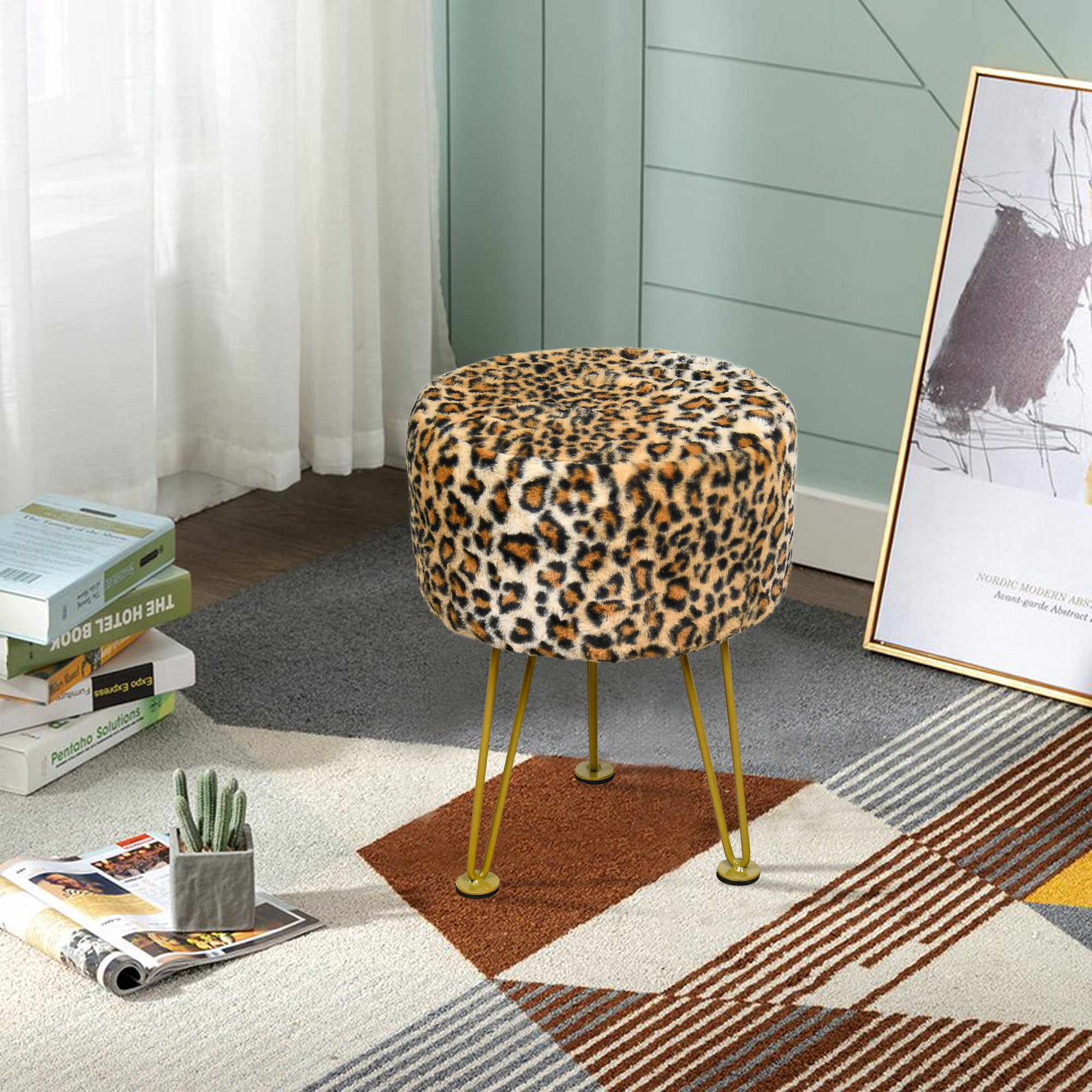 Gold fur stool hotsell
