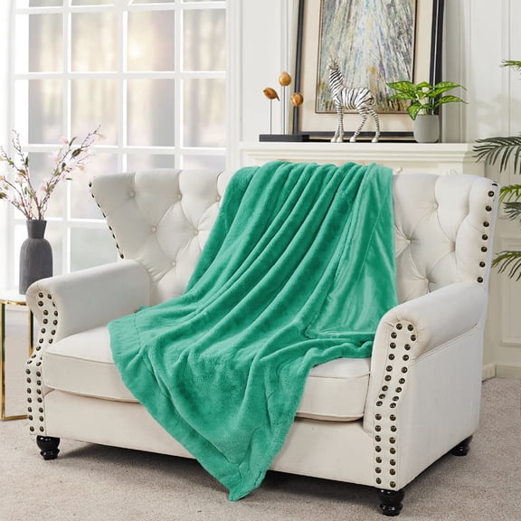 Home Soft Things Faux Fur Throw - Blue Turquoise - 60X80"