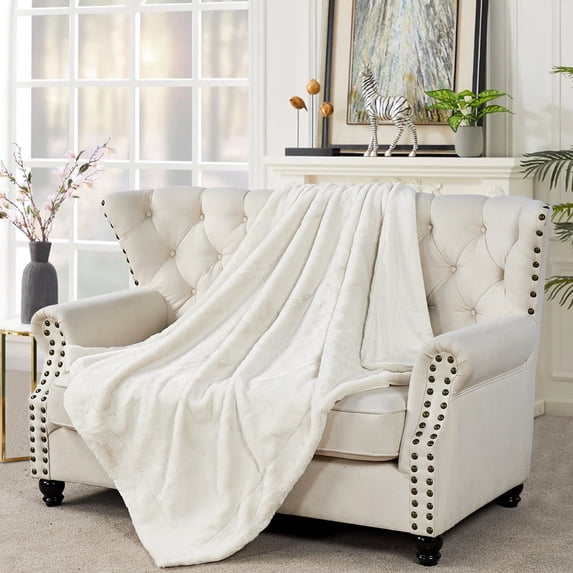 Home Soft Things Faux Fur Throw - Gardenia - 60X80"