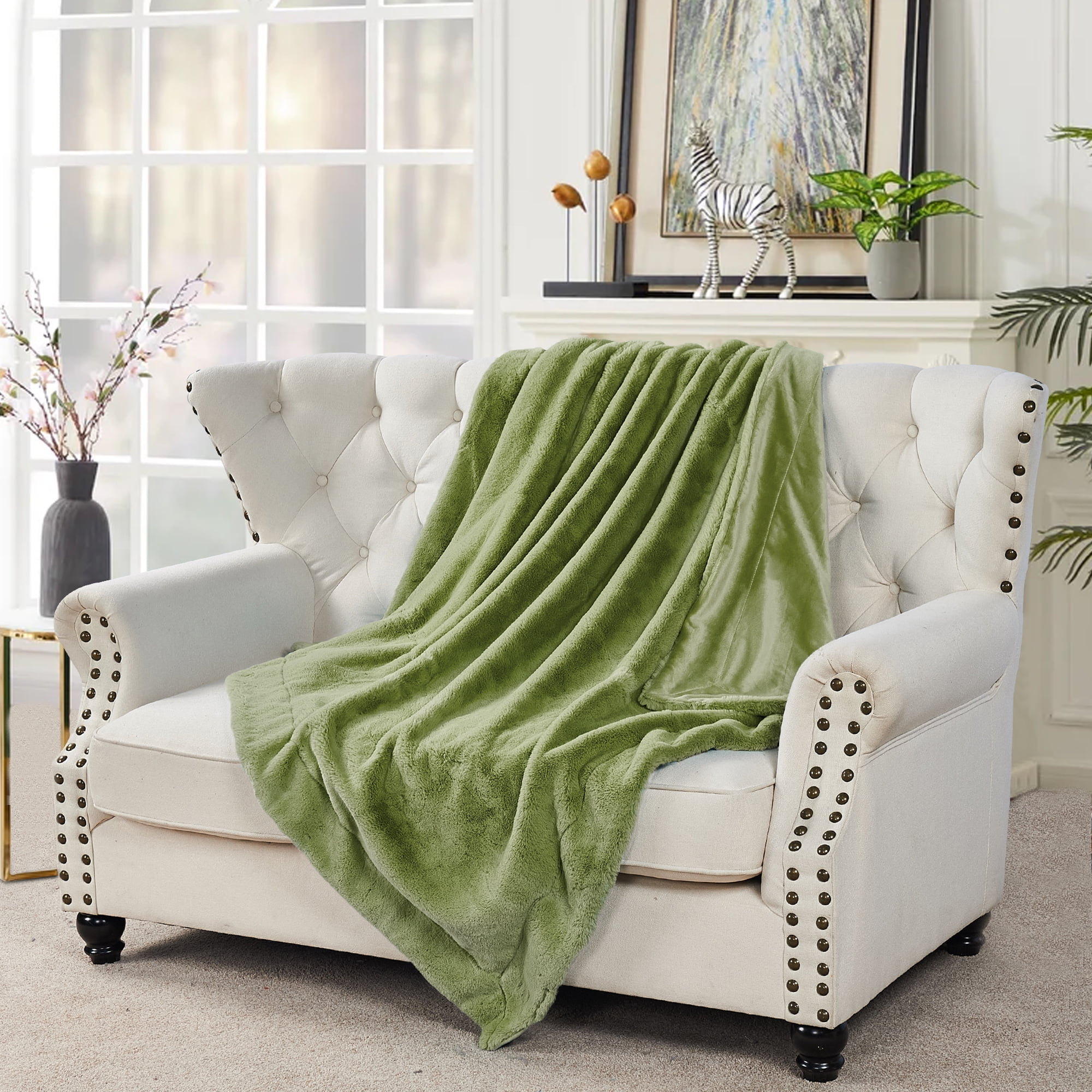Faux fur throw green sale