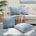 thumbnail image 1 of Home Soft Things Faux Fur Throw Pillow Cover 4 Piece Set-Dusty Blue - 20" x 20", 1 of 9