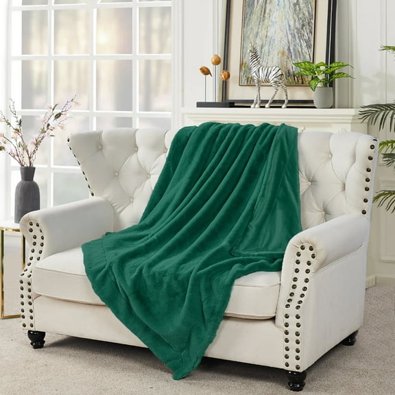 Home Soft Things Faux Fur Throw - Teal Green - 50'' x 60''