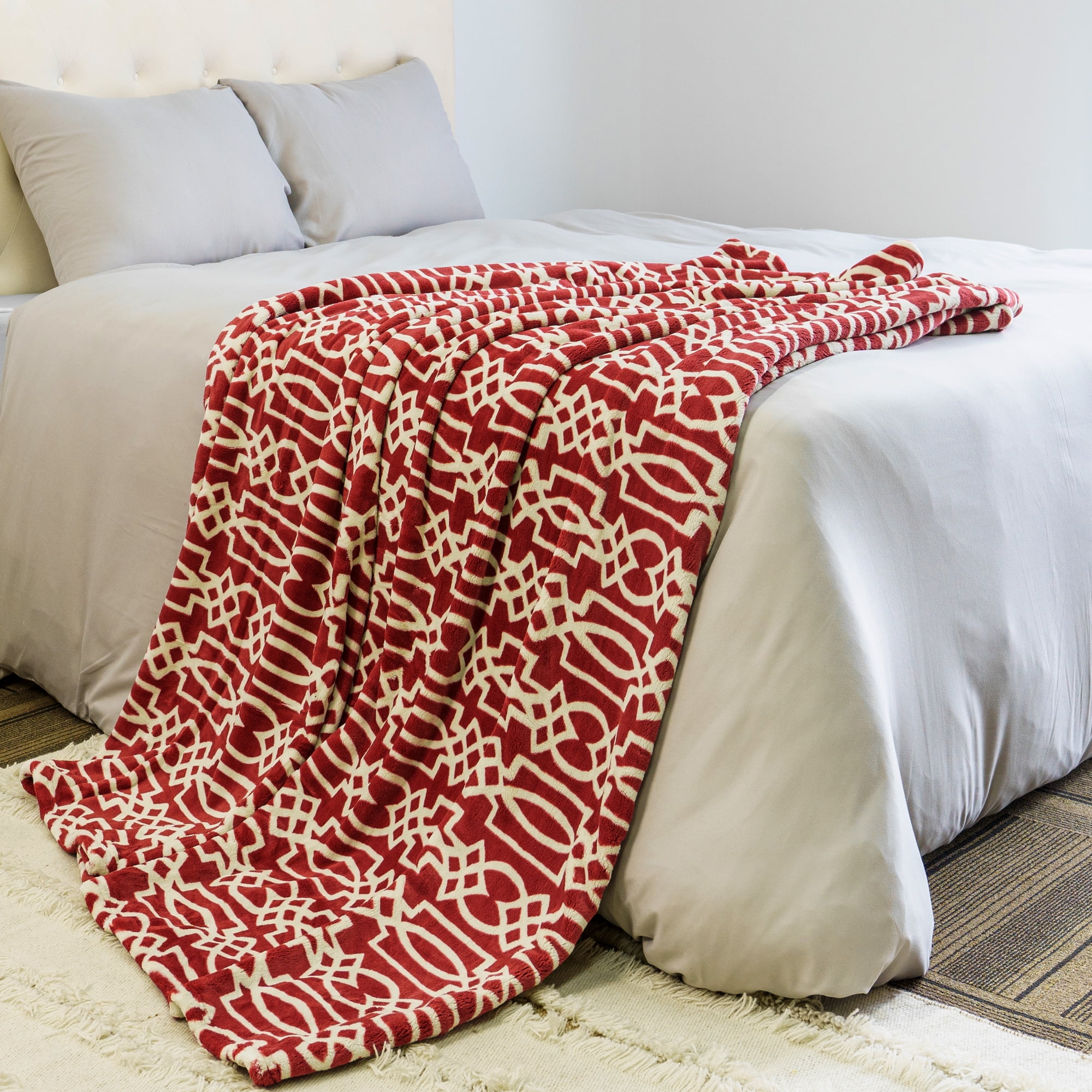 Rosewood Flannel Velvet Winter Throw Blanket, 60" x 70"