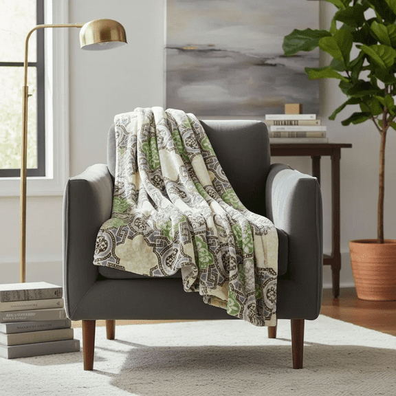 Home Soft Things Flannel Velvet Throw - Risa - Turtle Dove - 60" x 70"