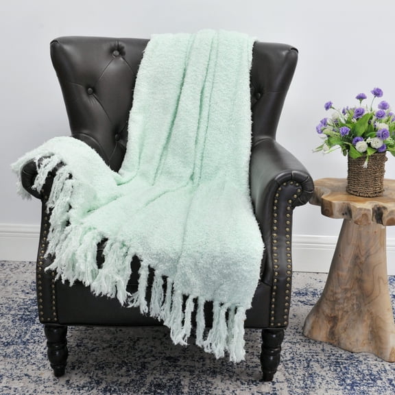 Home Soft Things Fluffy Knitted Throw Blanket Reversible Lightweight Super Soft Cozy Throw Blanket - Harbory Grey - 50" x 60"