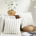 thumbnail image 1 of Home Soft Things Fuzzy Striped Faux Fur Pillow Covers, Set of 2, 20"x20", Ivory, 1 of 8