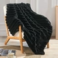 thumbnail image 1 of Home Soft Things Fuzzy Striped Faux Fur Throw-Black-50"x60", 1 of 9