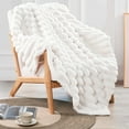 thumbnail image 1 of Home Soft Things Fuzzy Striped Faux Fur Throw-Ivory-50"x60", 1 of 9