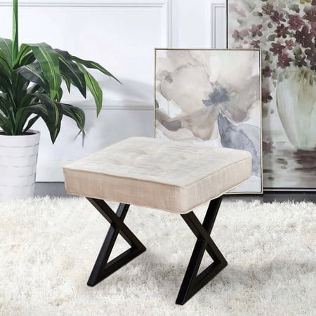 Home Soft Things Gardenia Textured Velvet Vanity Stool Ottoman - 18X18X17"