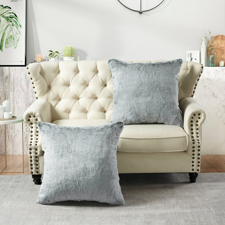 Home Soft Things Heavy Faux Fur 2 Piece Throw Pillow Cover Set Black 26 x 26 Walmart