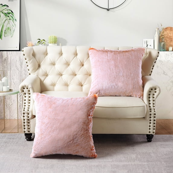 Home Soft Things Heavy Faux Fur 2 Piece Throw Pillow Cover Set - Burnt Orange - 26" x 26"
