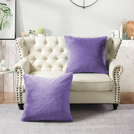 Home Soft Things Heavy Faux Fur 2 Piece Throw Pillow Cover Set - Lavender Fog - 26" x 26"